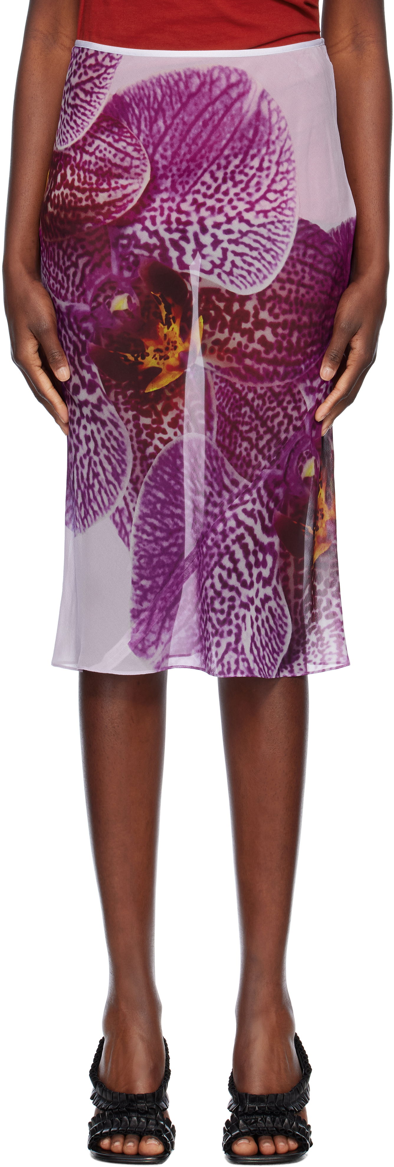 Sukňa Dries Van Noten Dries Van Noten Floral Print Silk Midi Skirt Fialová | 251-010804-1226, 0