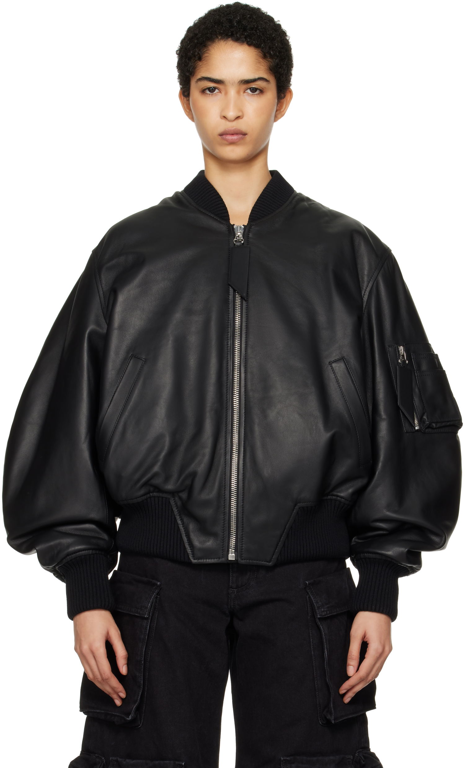 Bomber bunda The Attico The Attico Anja Leather Bomber Jacket Čierna | 250WCB00004 LBT128AA, 0