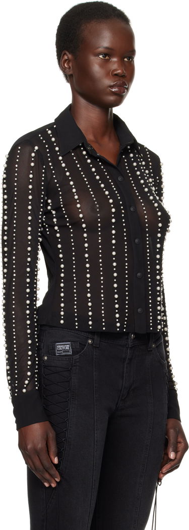Košeľa Versace Embellished Sheer Button-Up Shirt Čierna | E77HALI13_ECJM01, 1