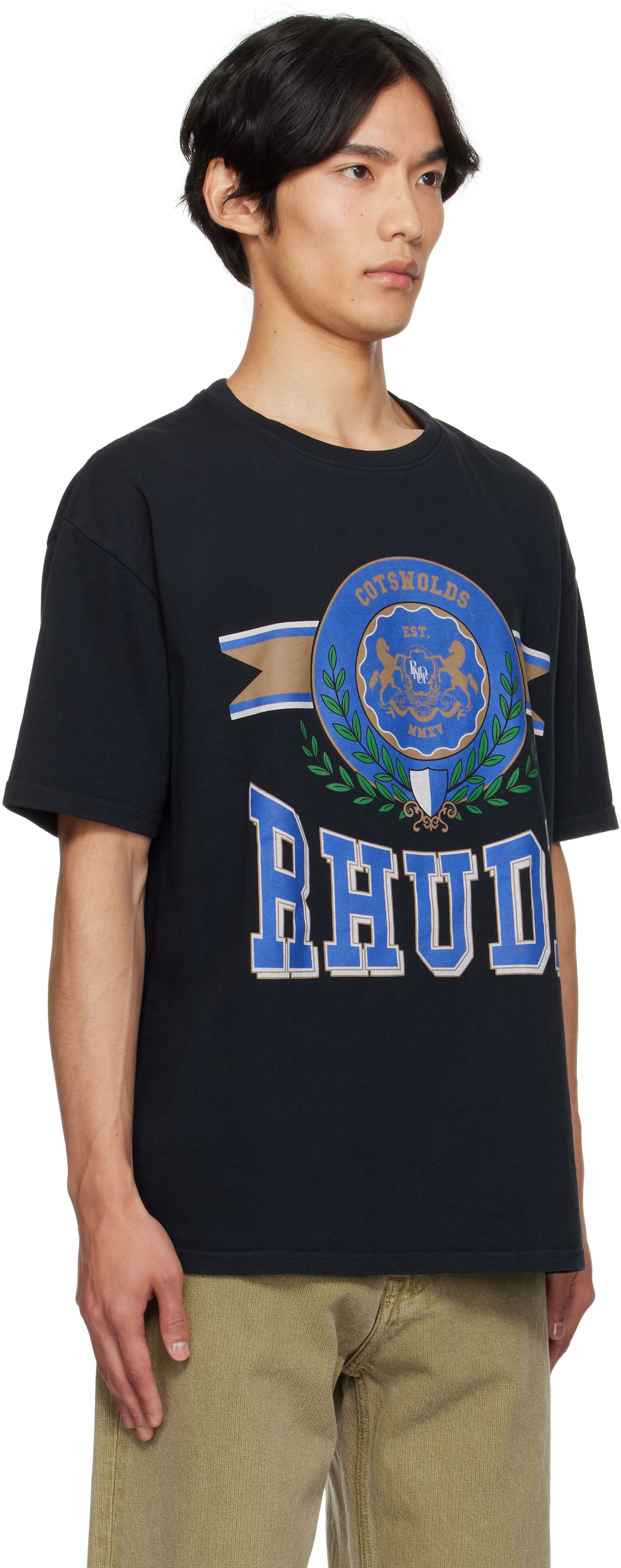 Tričko Rhude Rhude 'Cotswold' Crest Graphic Tee Čierna | RHPF25TT06012, 1