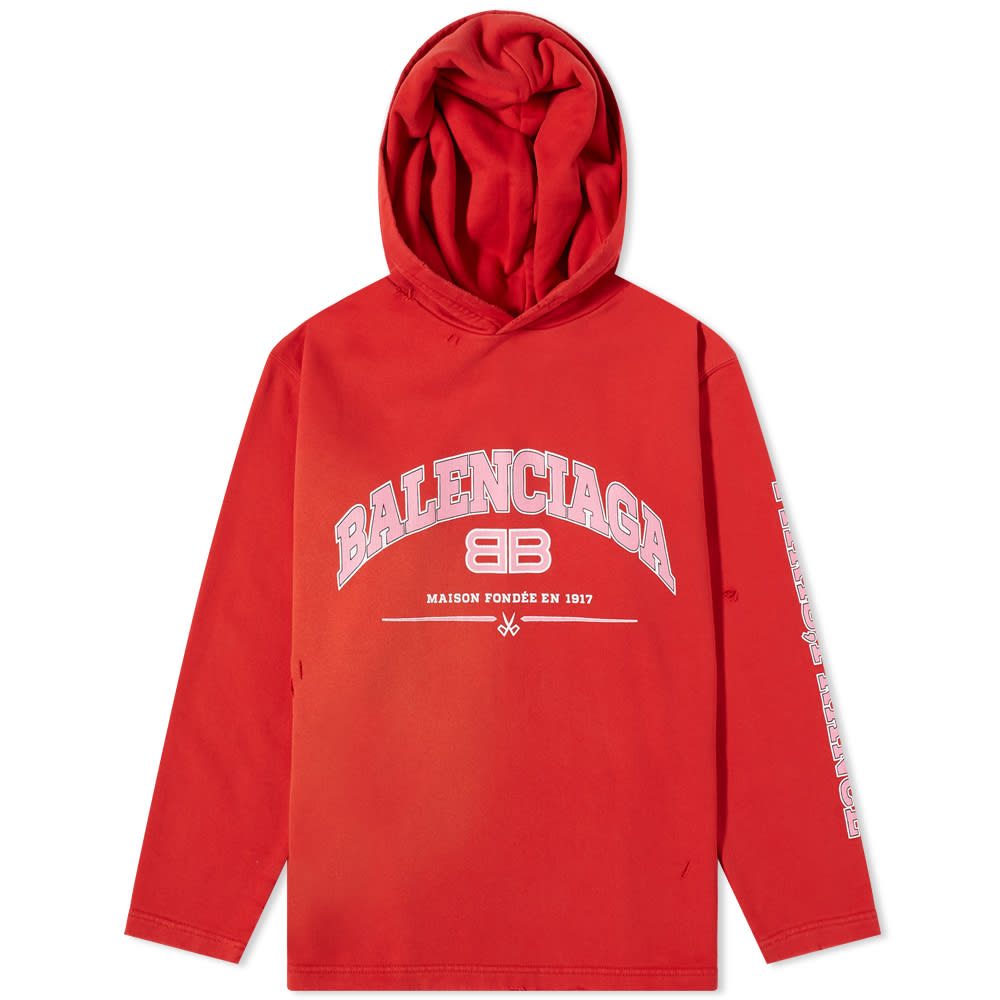 Mikina Balenciaga Arch Logo Cropped Popover Hoody Červená | 670946-TLVJ3-6441, 0