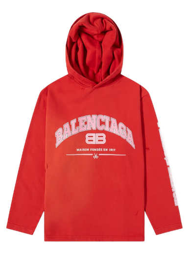 Mikina Balenciaga Arch Logo Cropped Popover Hoody Červená | 670946-TLVJ3-6441