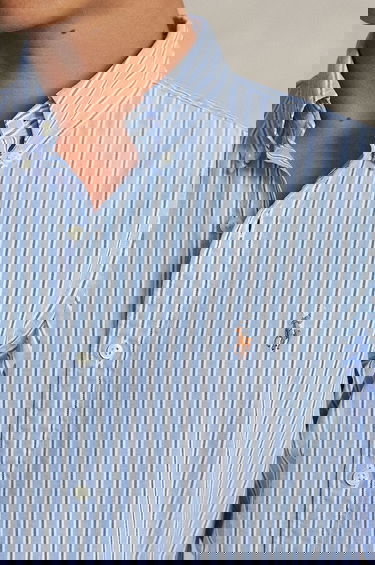 Košeľa Polo by Ralph Lauren Regular Fit Striped Cotton Button-Down Shirt Modrá | 710928918, 3