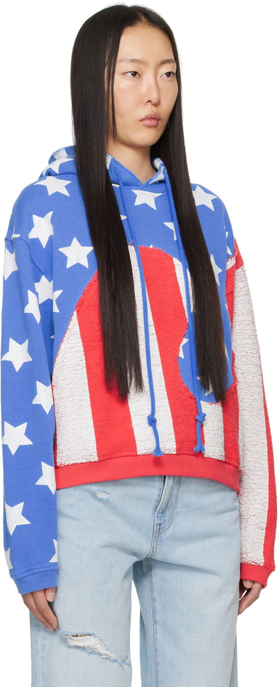 Stars & Stripes Swirl Print Fleece Hoodie