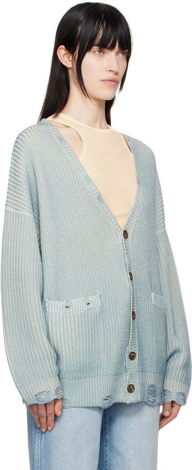 Sveter R13 R13 Oversized Distressed Knit Cardigan Modrá | R13WY198-Y183B, 1
