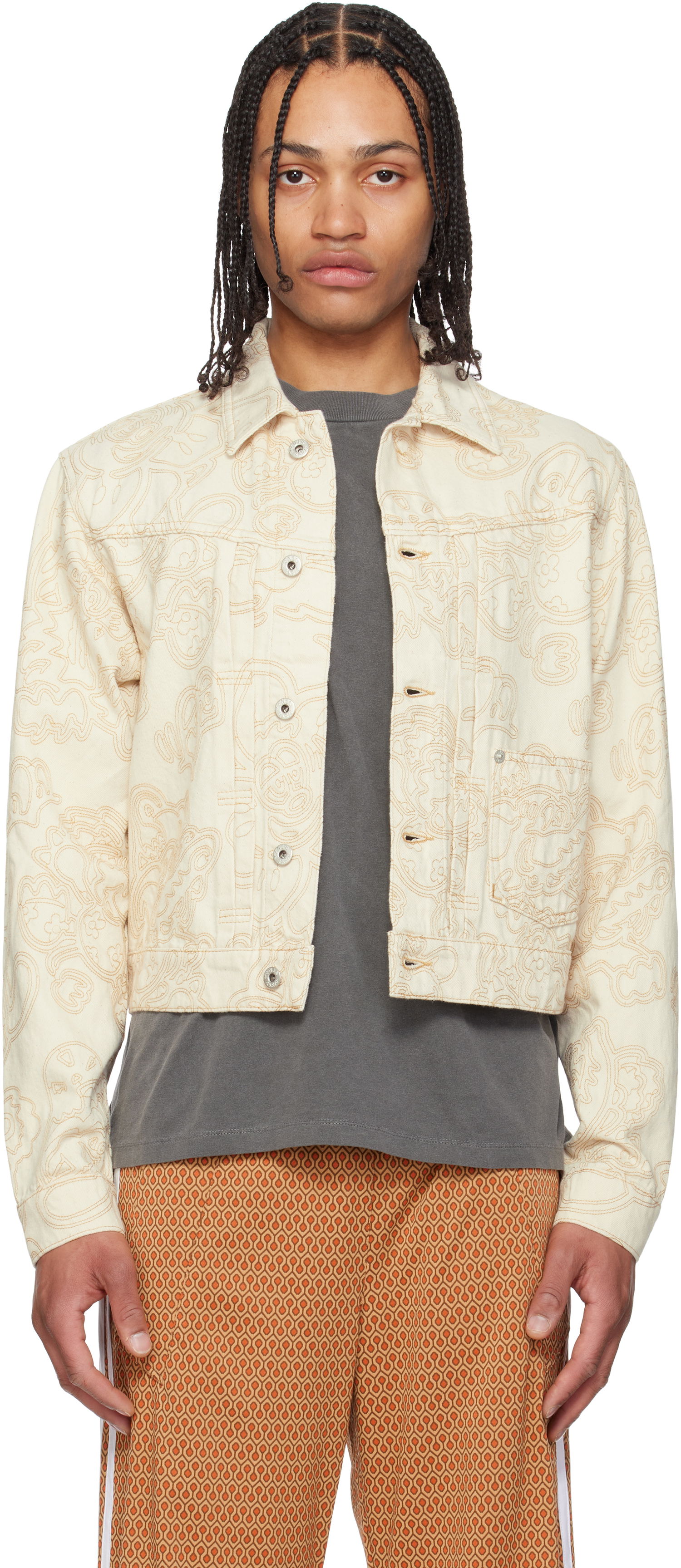 Bunda KENZO Kenzo Paris VERDY Edition Embroidered Trucker Jacket Béžová | FF55DV3096W1, 0