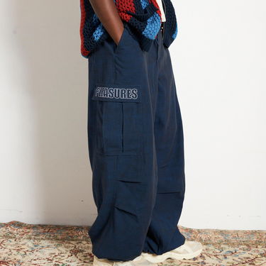 Cargo nohavice Pleasures Visitors Wide Fit Cargo Pants Navy | P23F012-NAVY, 3
