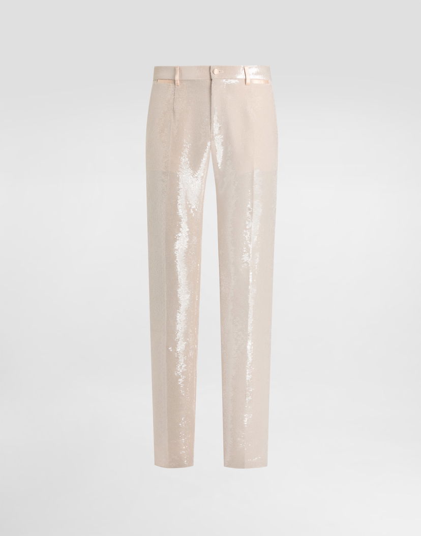 Nohavice Dolce & Gabbana Dolce & Gabbana Sequin Trousers Béžová | GY7BMTFLSIMM0121