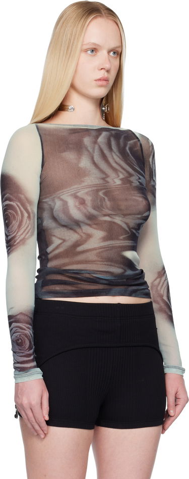 Tričko Jean Paul Gaultier Jean Paul Gaultier Blurry Roses Mesh Long-Sleeve Top Rôznofarebný | 25/04-W-TO352-M011P-010200, 4