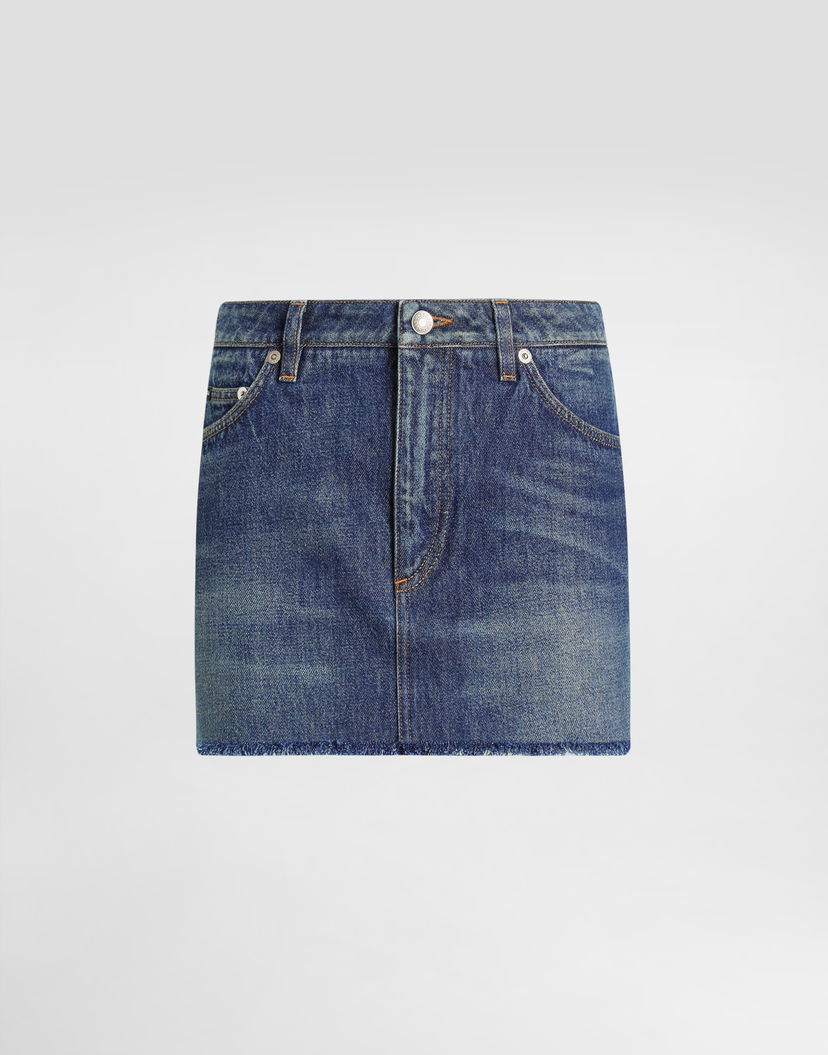 Sukňa Dolce & Gabbana Dolce & Gabbana Frayed Hem Denim Mini Skirt Modrá | F4C2TDG8MR2S9001