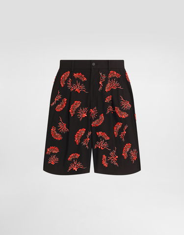 Šortky Dolce & Gabbana Dolce & Gabbana Twill Shorts with Coral Embroidery Čierna | GP10FZFU6X8N0000, 0