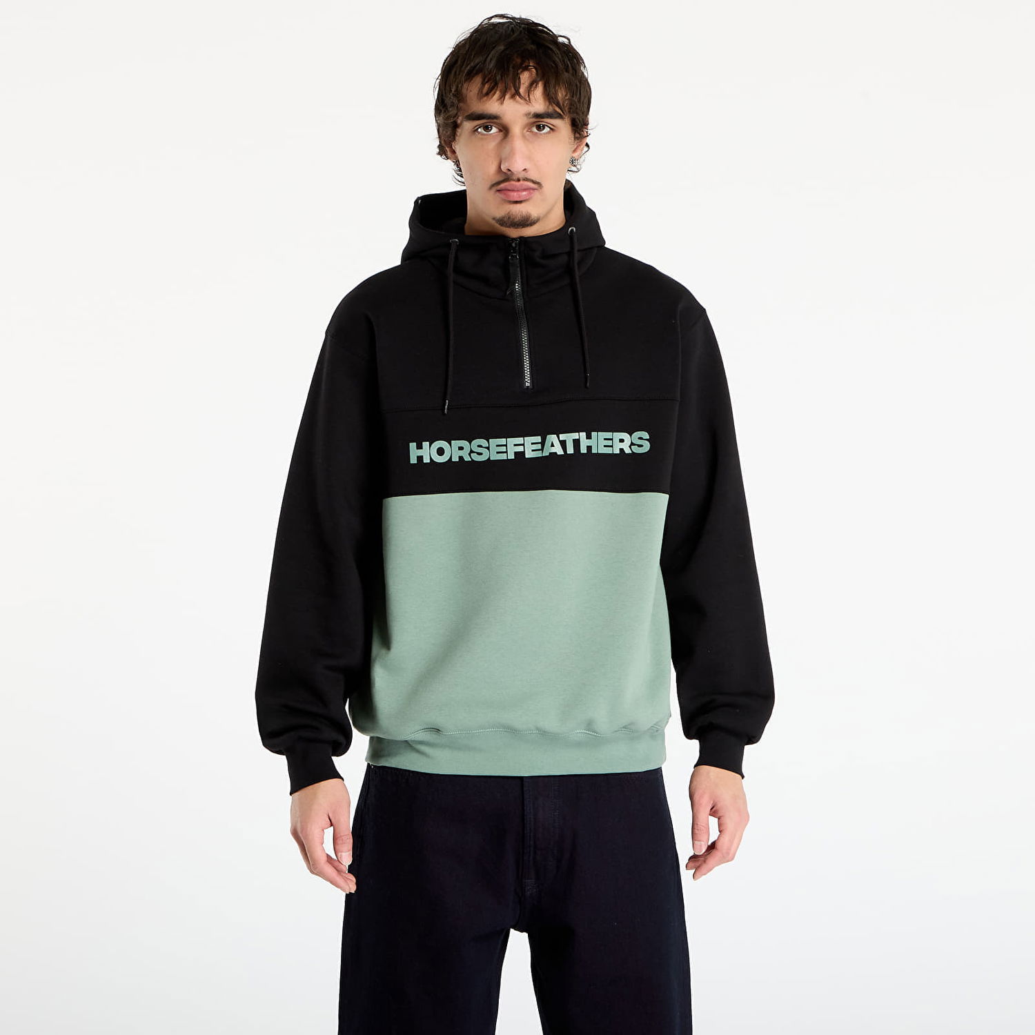 Mikina Horsefeathers Fulton Half-Zip Color-Block Hoodie Rôznofarebný | SM1354I, 0