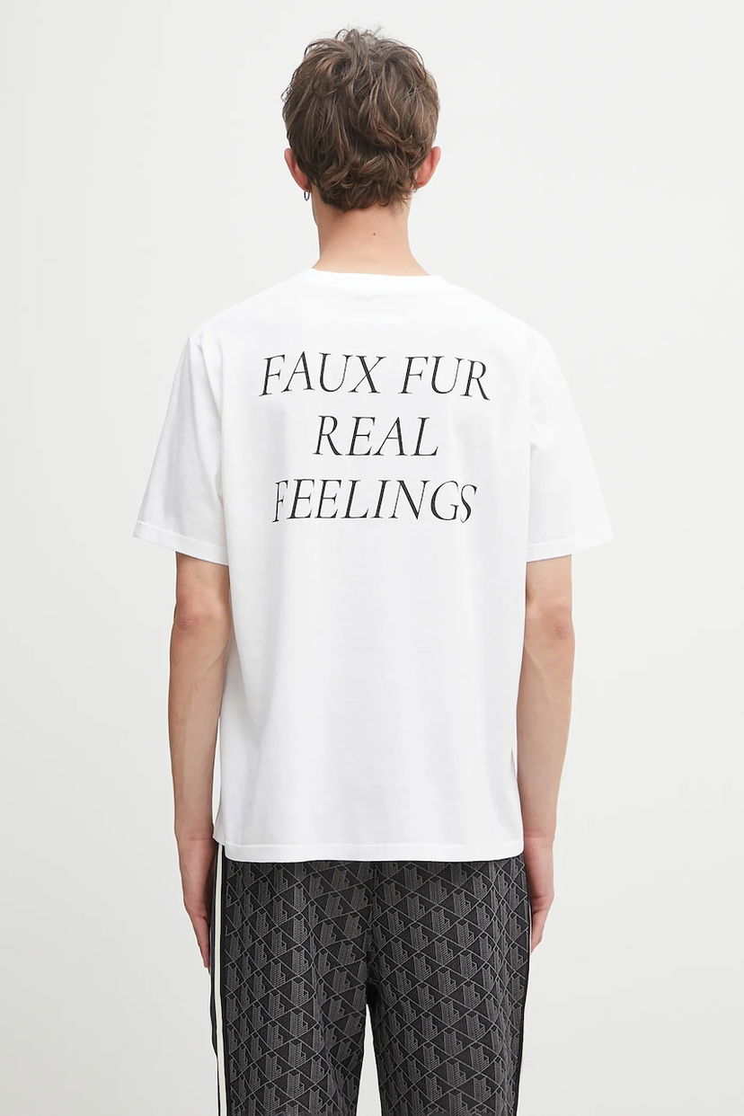 Tričko Maison Margiela MM6 Maison Margiela Faux Fur Real Feelings Graphic T-Shirt Biela | SH2GC0031.M20048.100