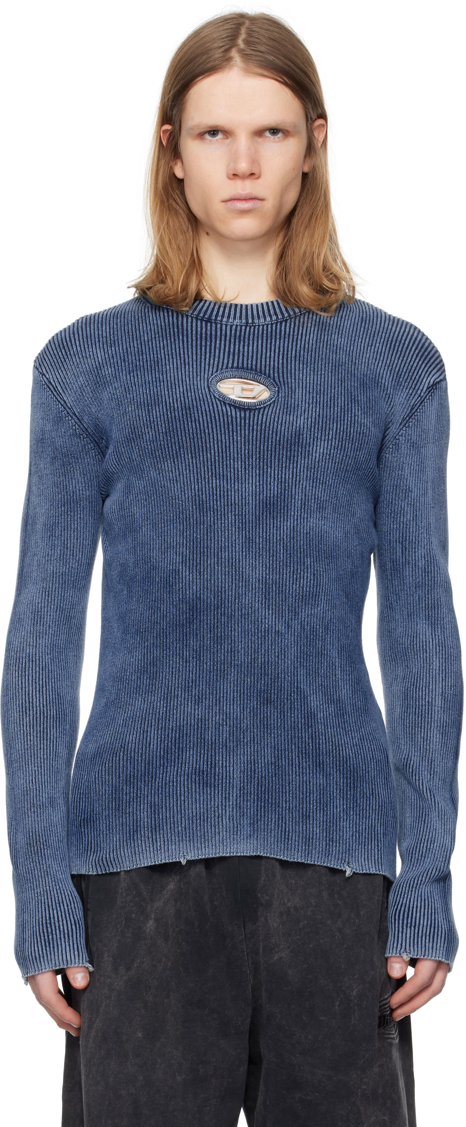Sveter Diesel Diesel K-Darin-D Cutout Ribbed Sweater Modrá | A17512-0ANAH-8AT, 0