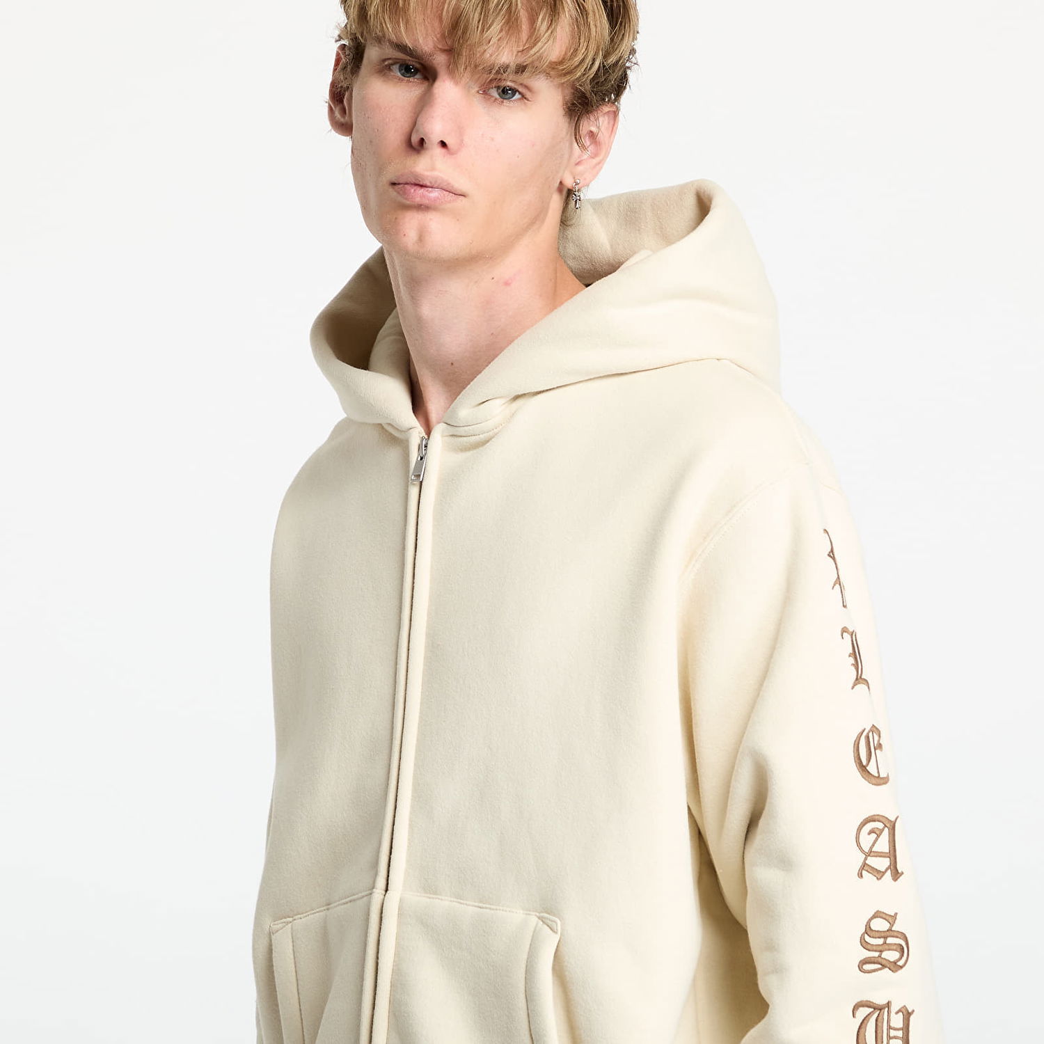 Mikina Pleasures Oe Zip Up Hoodie Natural Béžová | P24F046 NATURAL, 1