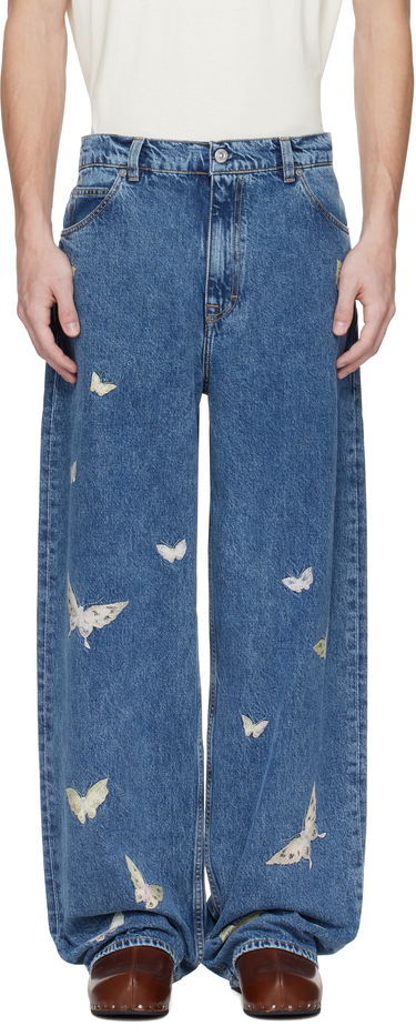 Džínsy OUR LEGACY Our Legacy Vast Cut Butterfly Embroidered Jeans Modrá | M2255VCI, 0