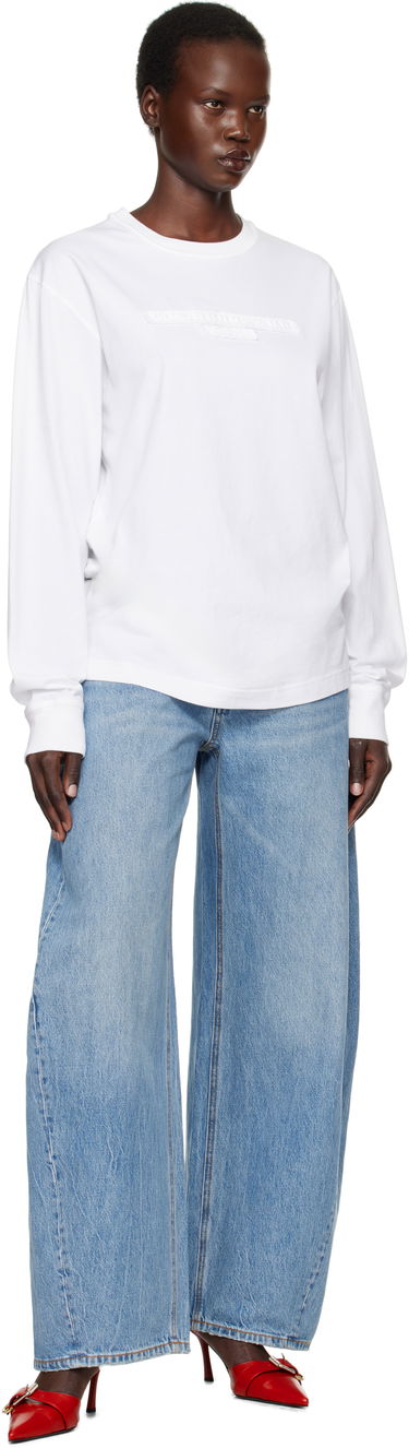 Tričko Alexander Wang Distressed Logo Long Sleeve T-Shirt Biela | UCC1251787, 3