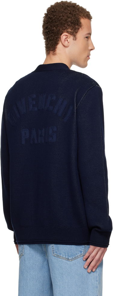 Sveter Givenchy V-Neck Knitted Cardigan with Pockets Navy | BMK00X4YNX499, 2