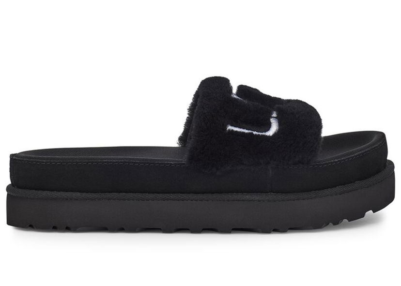 Oblečenie UGG Laton Fur Slide Black (W) Čierna | 1111236-BLK