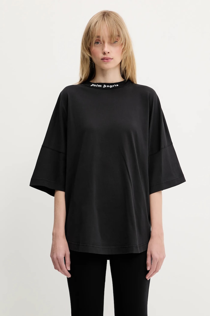 Tričko Palm Angels Palm Angels Back Curved Logo Loose T-Shirt Čierna | PWAA023S25JER0041001, 0