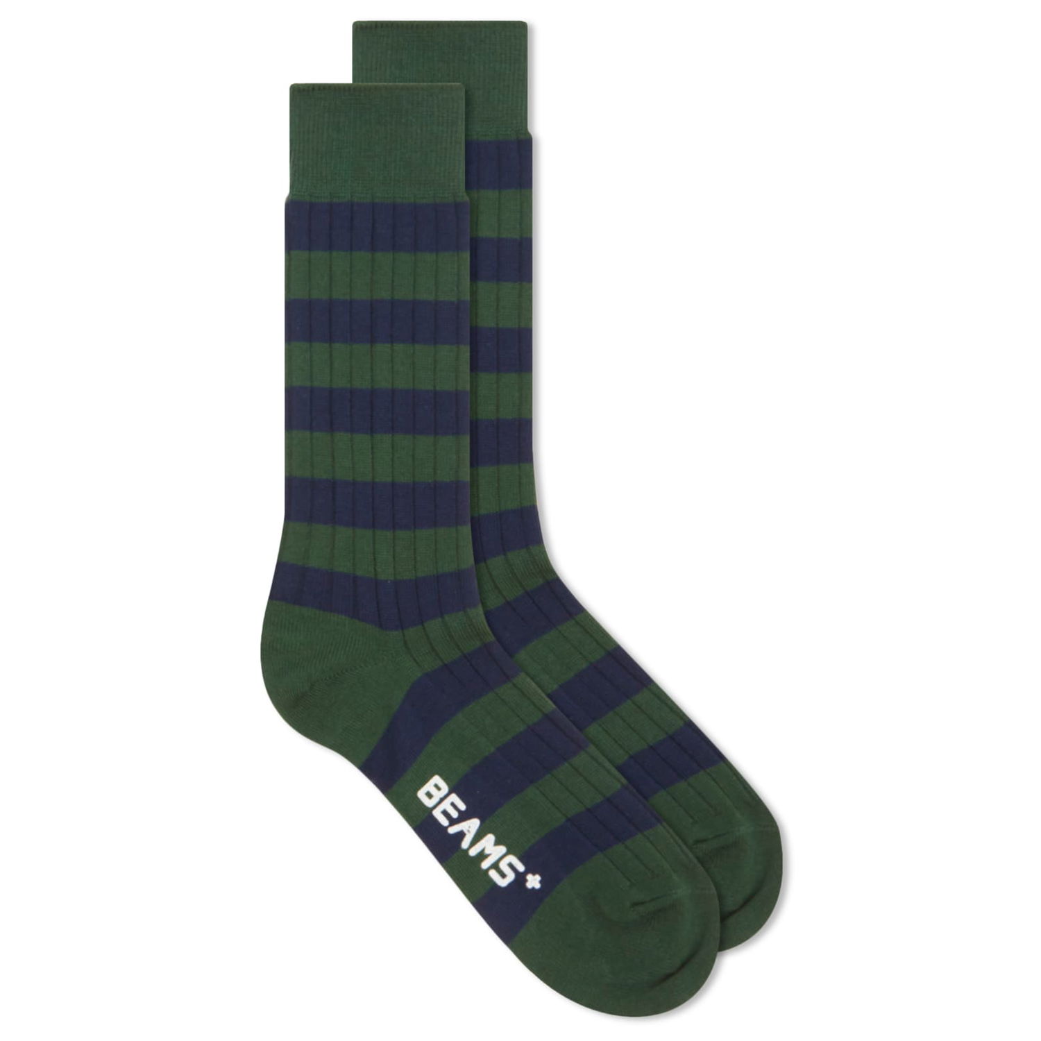 Ponožky BEAMS Rib Stripe Socks Zelené | 3843-0012-479-65, 1