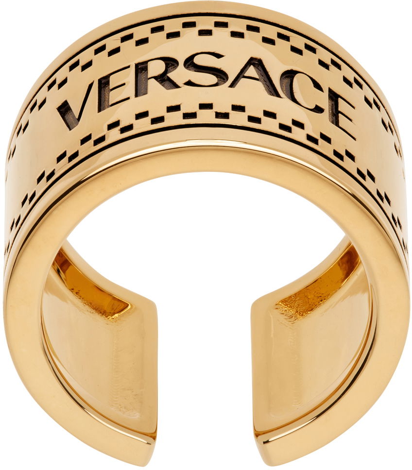 Prsteň Versace Gold 90s Vintage '' Logo Ring Metalická | 1015199_1A00620, 0