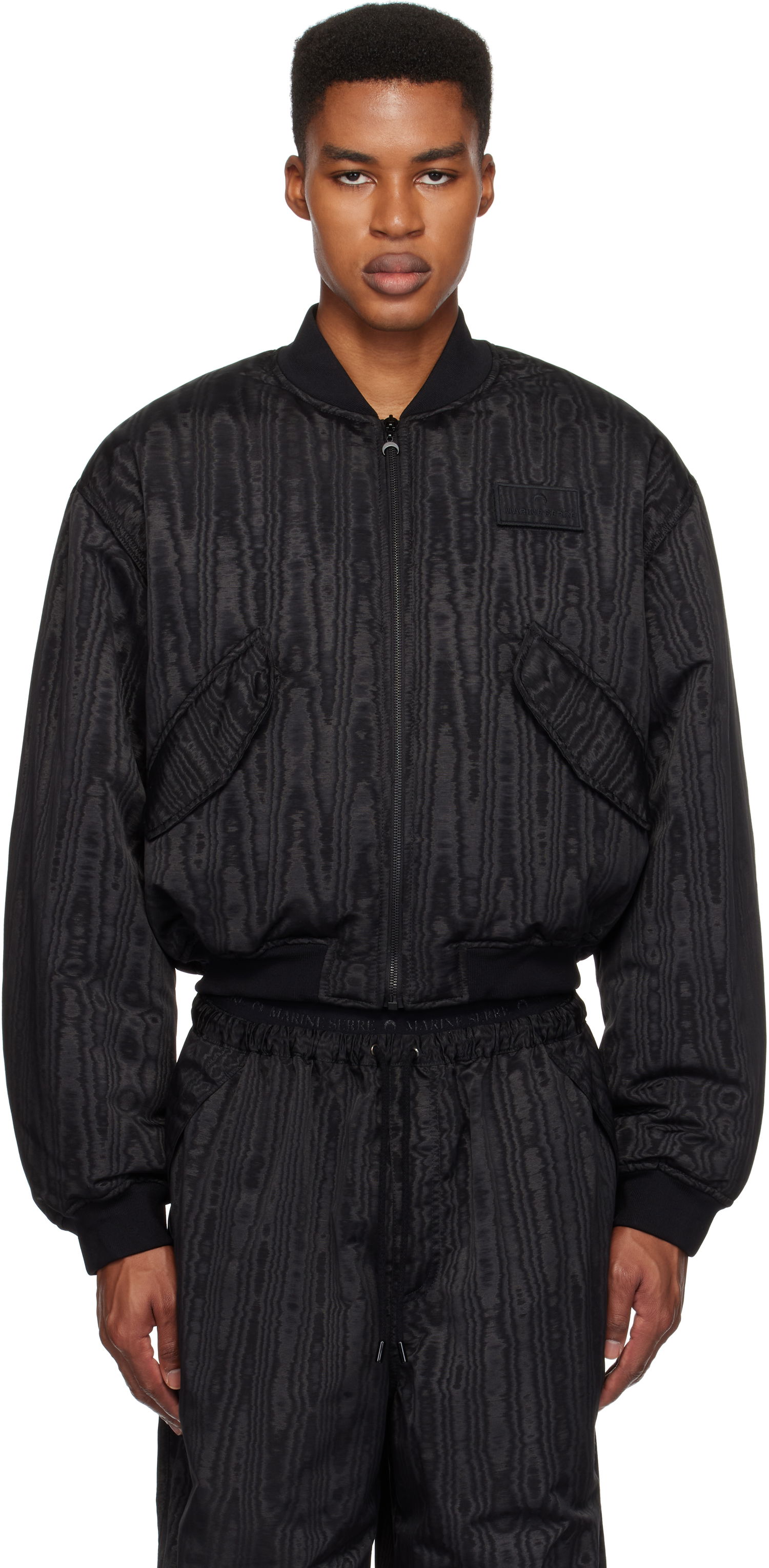 Bomber bunda Marine Serre Recycled Moiré Bomber Jacket Čierna | UJA054A CWOV0001, 0