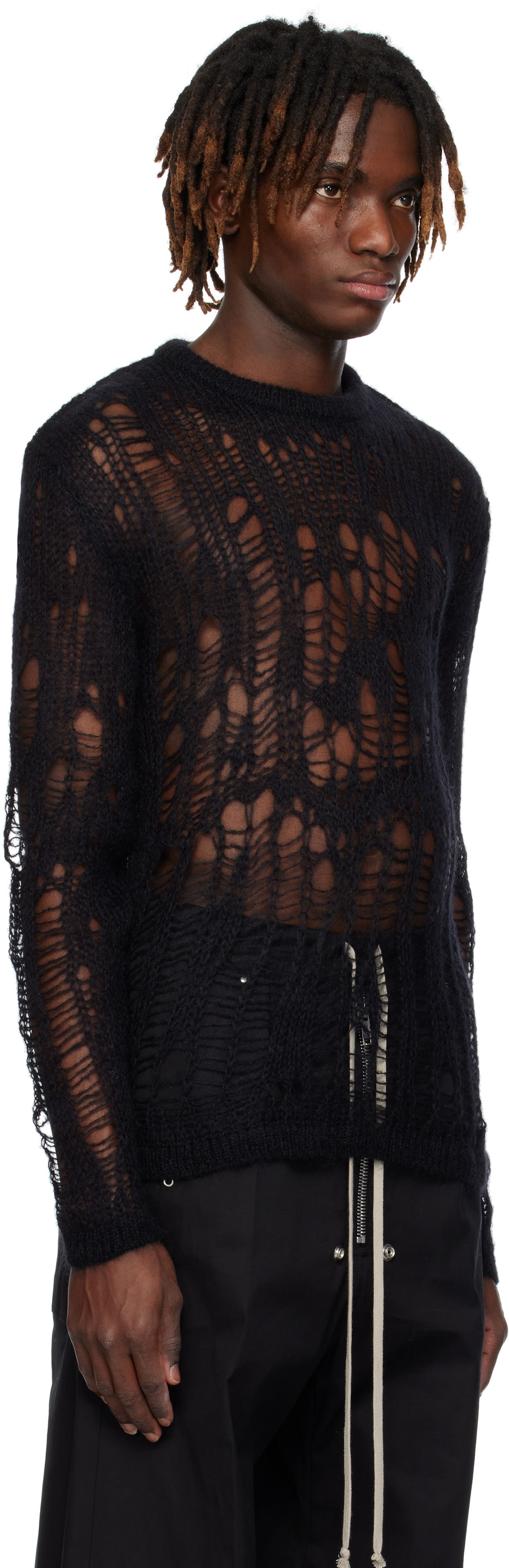 Sveter Rick Owens Rick Owens Hollywood Biker Round Neck Sweater Čierna | RU01E5606 KNETMH, 1