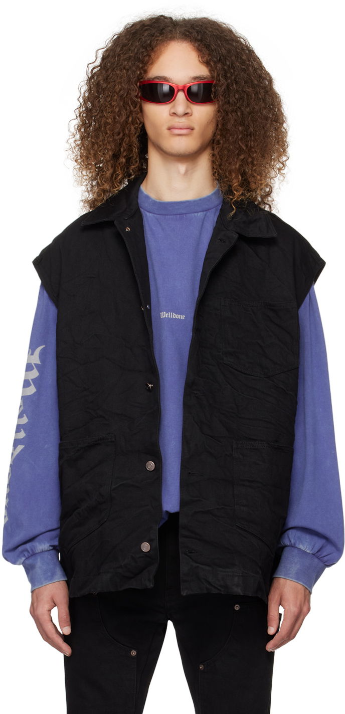 Vesta We11done We11done Oversized Denim Vest Čierna | WD-DV0-24-394-U-BK, 0