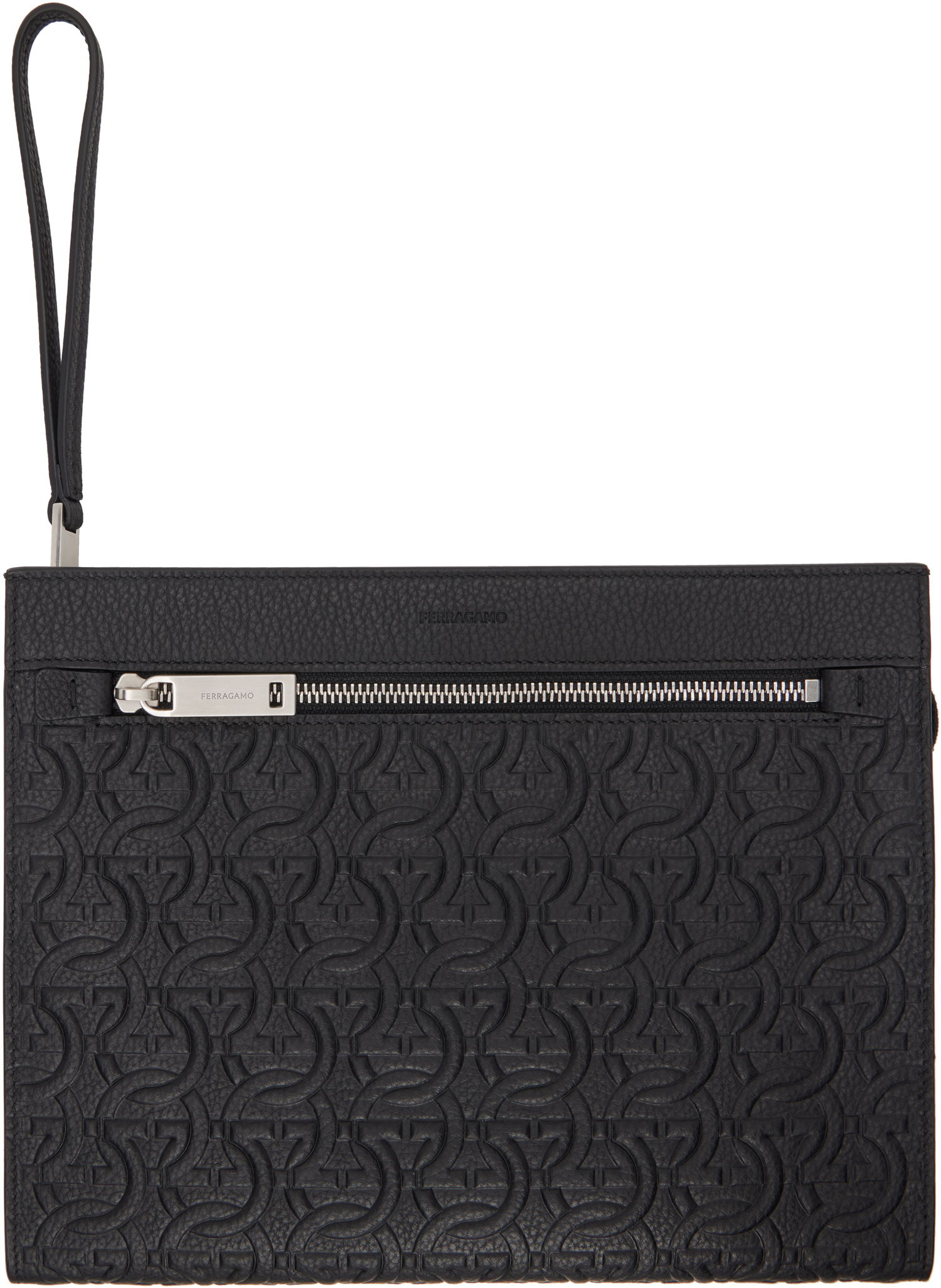 Peňaženka FERRAGAMO Ferragamo Embossed Gancini Pouch Čierna | 769481, 0