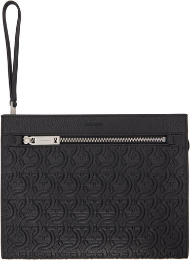 Peňaženka FERRAGAMO Ferragamo Embossed Gancini Pouch Čierna | 769481, 0