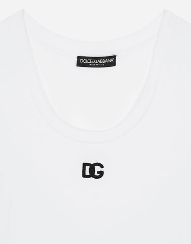 Tričko Dolce & Gabbana Jersey T-shirt With Dg Logo Biela | F8U71ZFUEEYW0800, 1