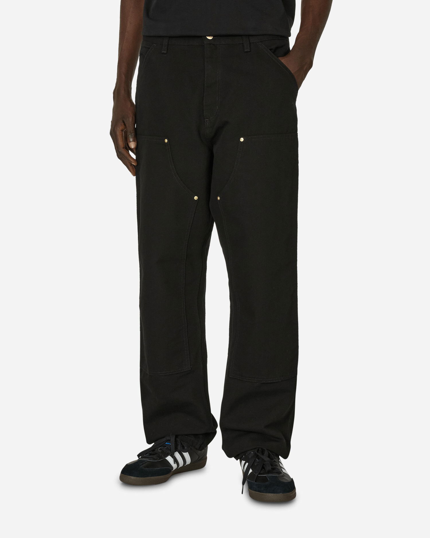 Nohavice Carhartt WIP Double Knee Pants Black Rinsed Čierna | I031501W 890232, 0