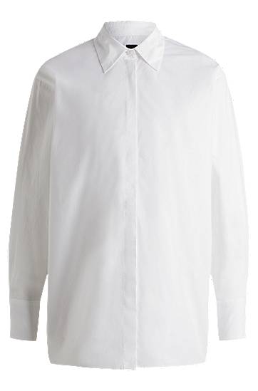 Košeľa BOSS Regular-Fit Silken-Cotton Blouse Biela | 50530339