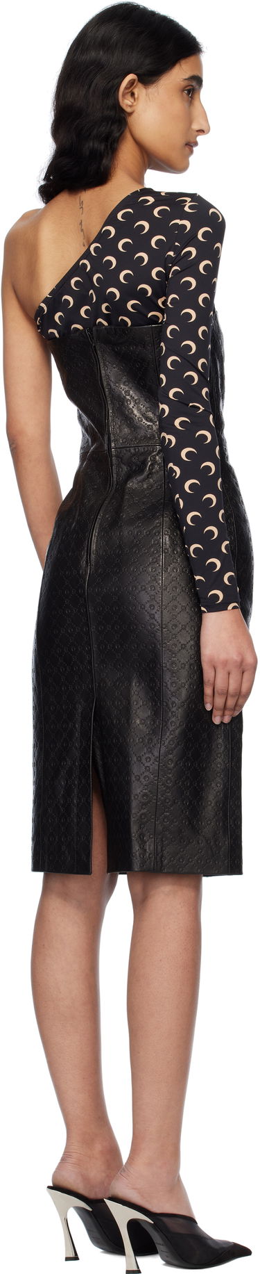 Šaty Marine Serre Marine Serre Moonogram Embossed Leather Midi Dress Čierna | WDR315A RLEA0021, 2