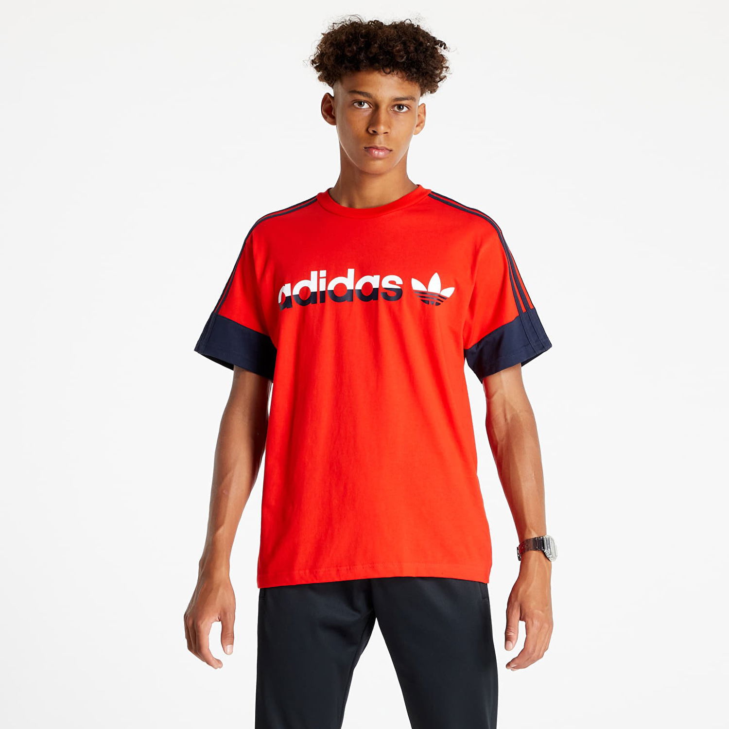Tričko adidas Originals 3 Stripe Split Tee Červená | H31274, 0