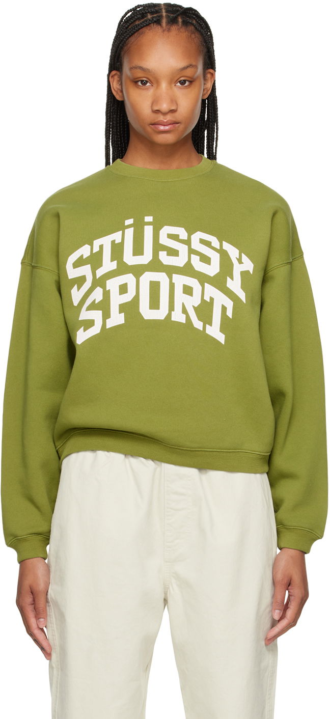 Mikina Stüssy Green Big Crackle 'Sport' Sweatshirt Zelené | 118537