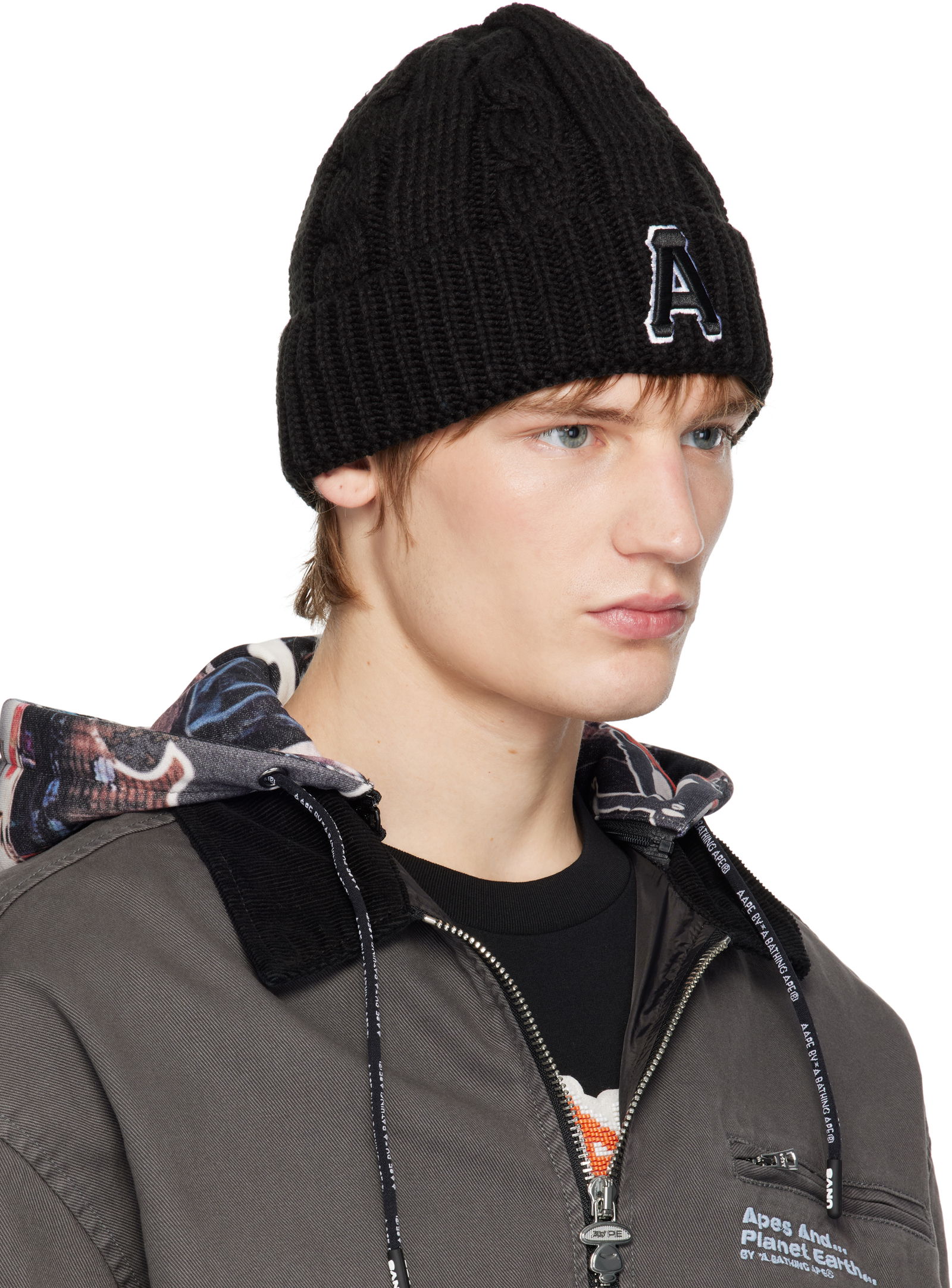 A Bathing Ape Aape Main Knit Beanie with Logo