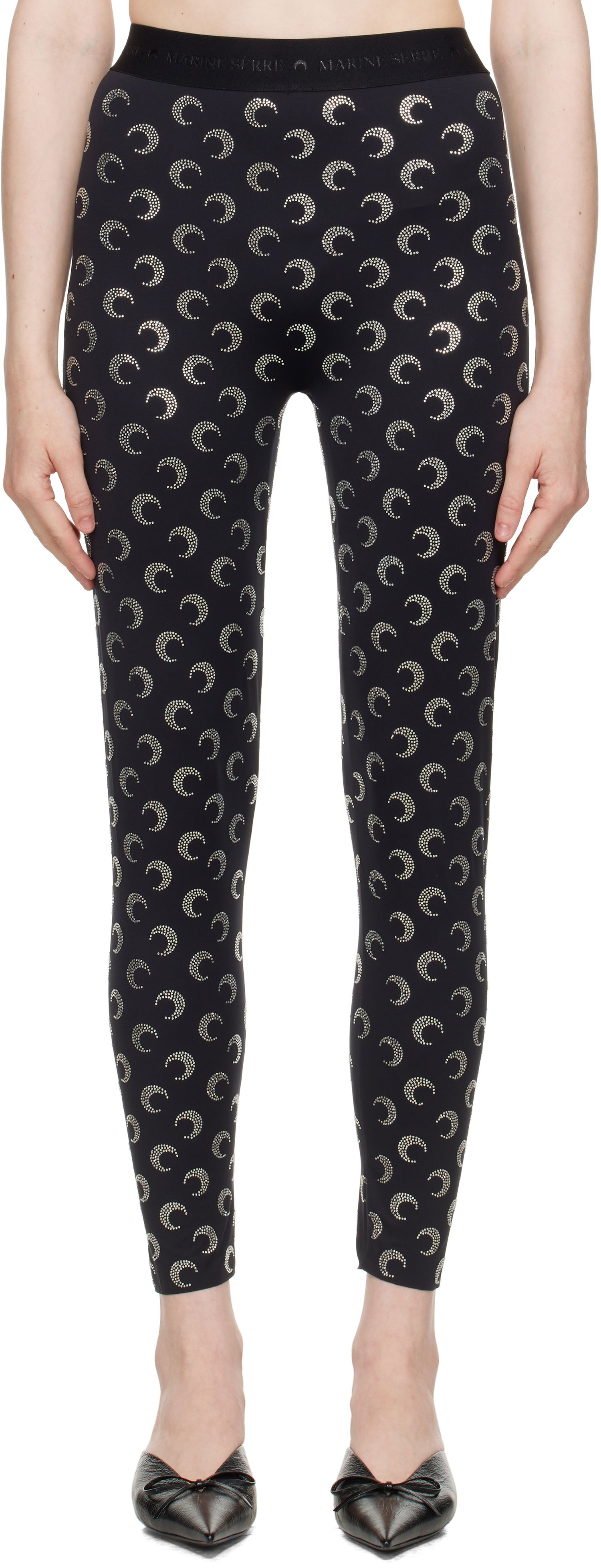Legíny Marine Serre Marine Serre Moon Rhinestoned Jersey Leggings Čierna | WPA111A CJER0002, 0