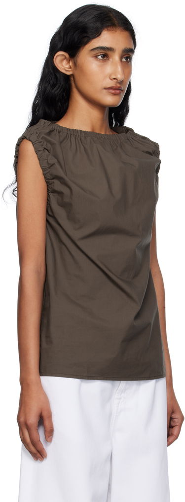 Tielko Baserange Baserange Mia Gathered Blouse Hnedá | TSMI-PO-AU25, 1