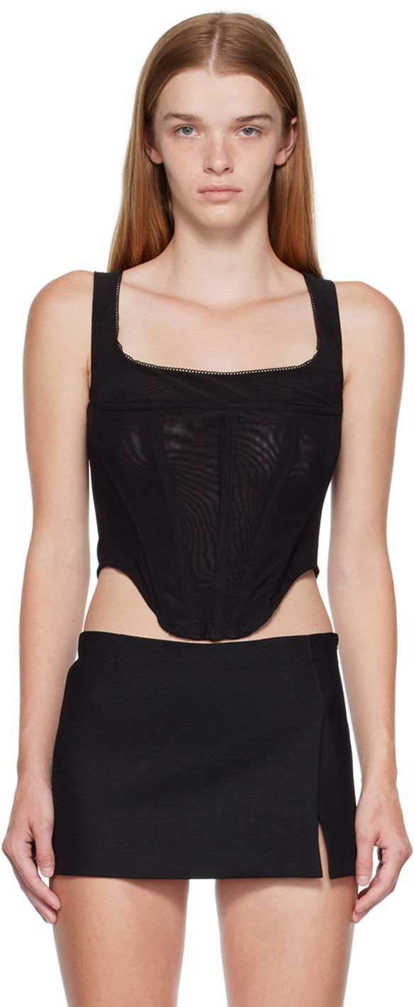 Tielko Miaou Miaou Campbell Mesh Corset Tank Top Čierna | 7020-CL-BLM, 0