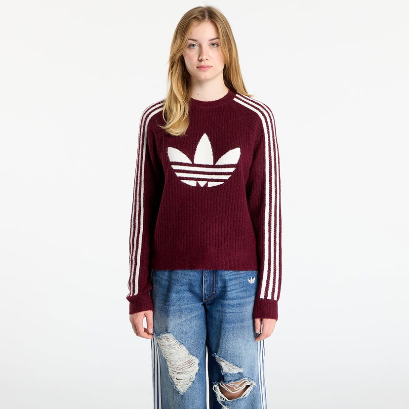 Sveter adidas Originals Sweater Lurex Knit Crew XL Vínová | KS7805