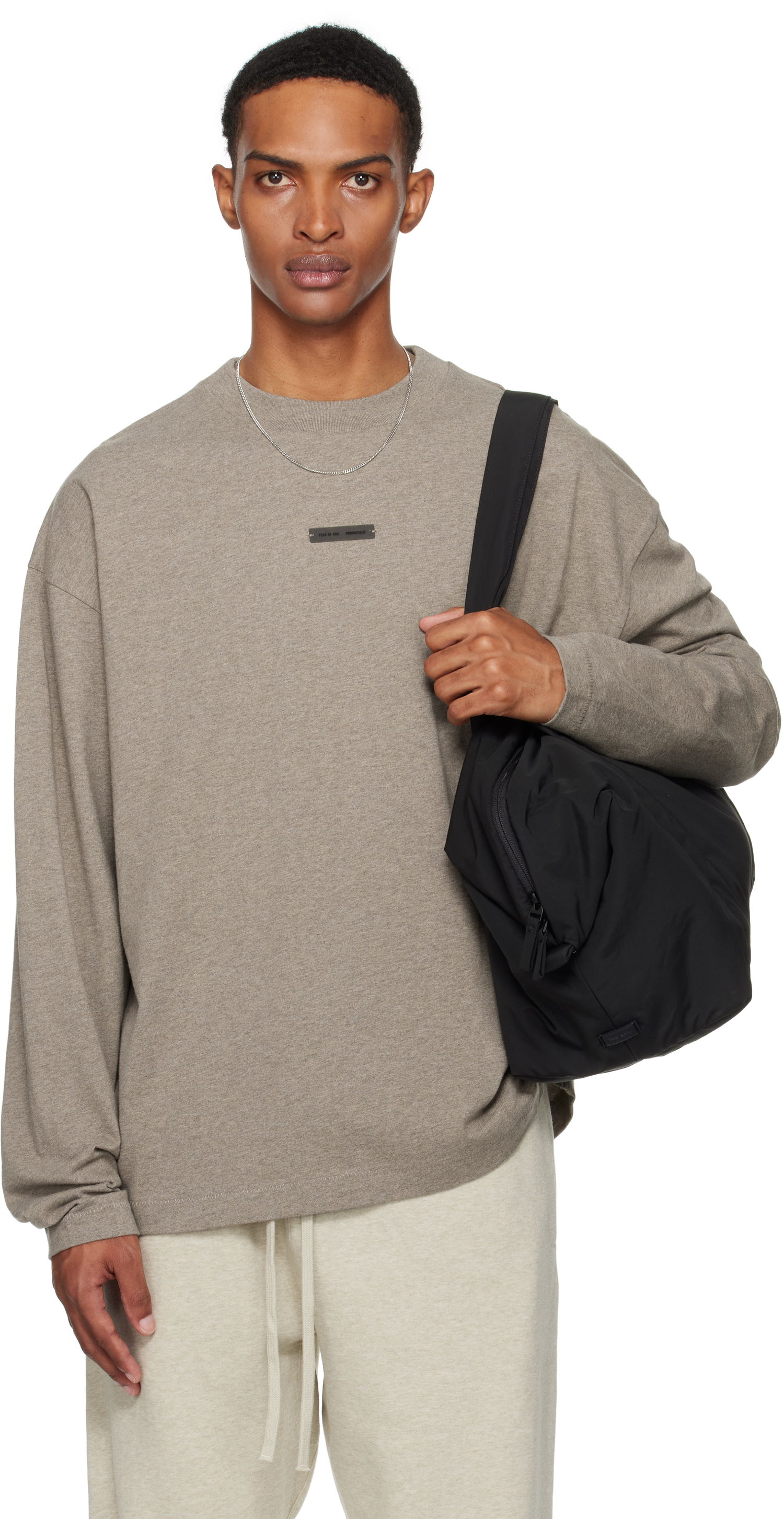 Tričko Fear of God Fear of God ESSENTIALS Classic Fit Long Sleeve T-Shirt Šedá | 125SP254203F, 0