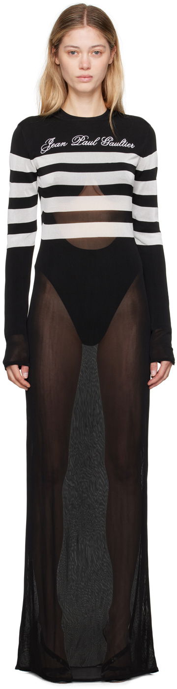 Šaty Jean Paul Gaultier Jean Paul Gaultier Signature Marinière Maxi Dress Čierna | 24/30-F-RO244B-M075-0001, 0