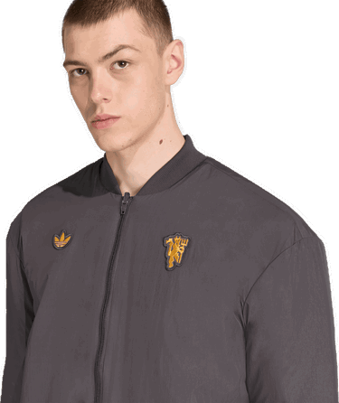Bomber bunda adidas Performance Manchester United Terrace Icons Bomber Jacket Šedá | JN2831, 3