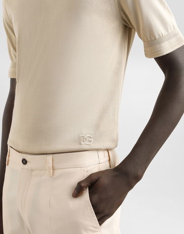 Sveter Dolce & Gabbana Dolce & Gabbana Silk Crewneck Pullover Béžová | GXX03ZJBSLVM0249, 3