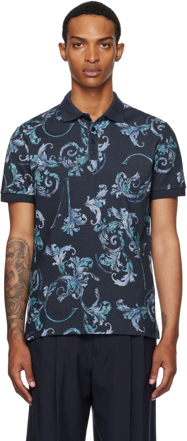 Polo tričko Versace Versace Jeans Couture Outline Barocco Polo Navy | E78GAG6S0_EJS460, 0