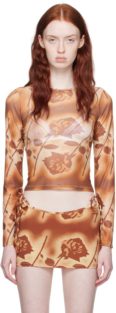 Sukňa Miaou Miaou Floral Long Sleeve Top Hnedá | 7029PM2SRO, 0