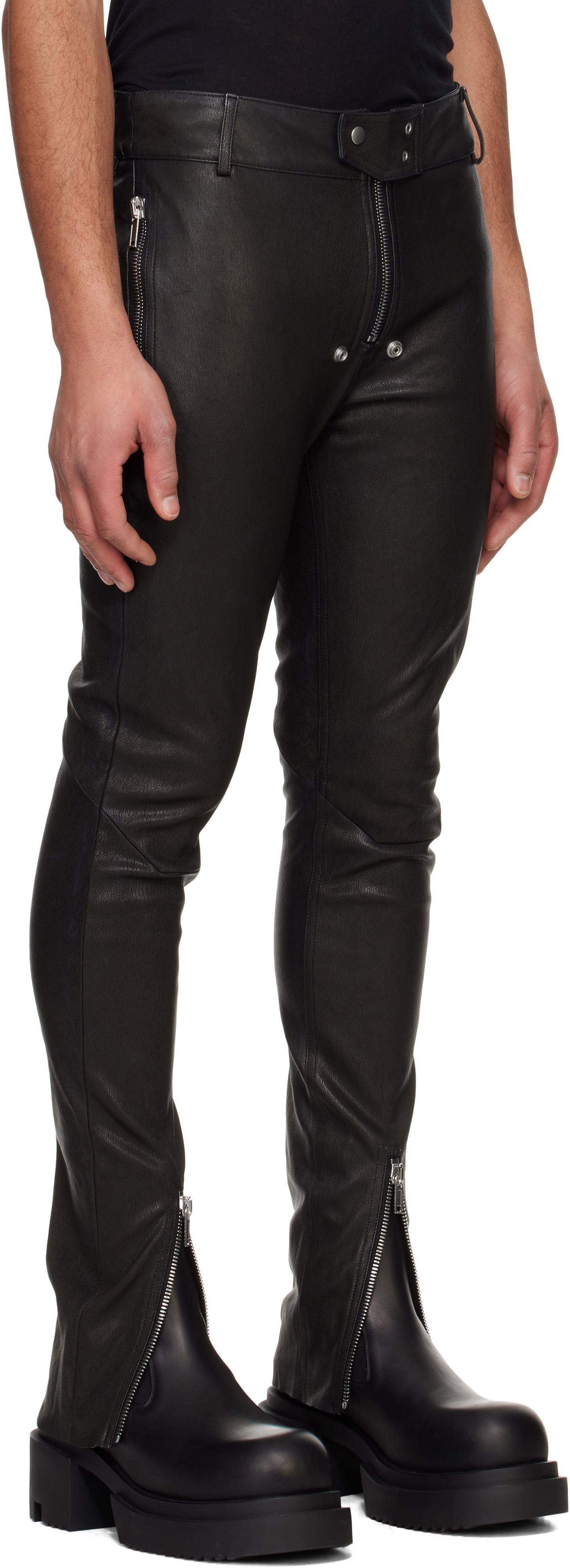 Nohavice Rick Owens Rick Owens Tyrone Bela Leather Pants Čierna | RU01E5394 LSG, 1