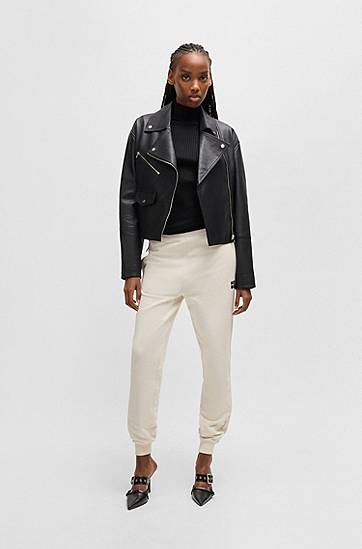 Sveter BOSS Slim-Fit Ribbed Mock Neck Top Čierna | 50521325, 1